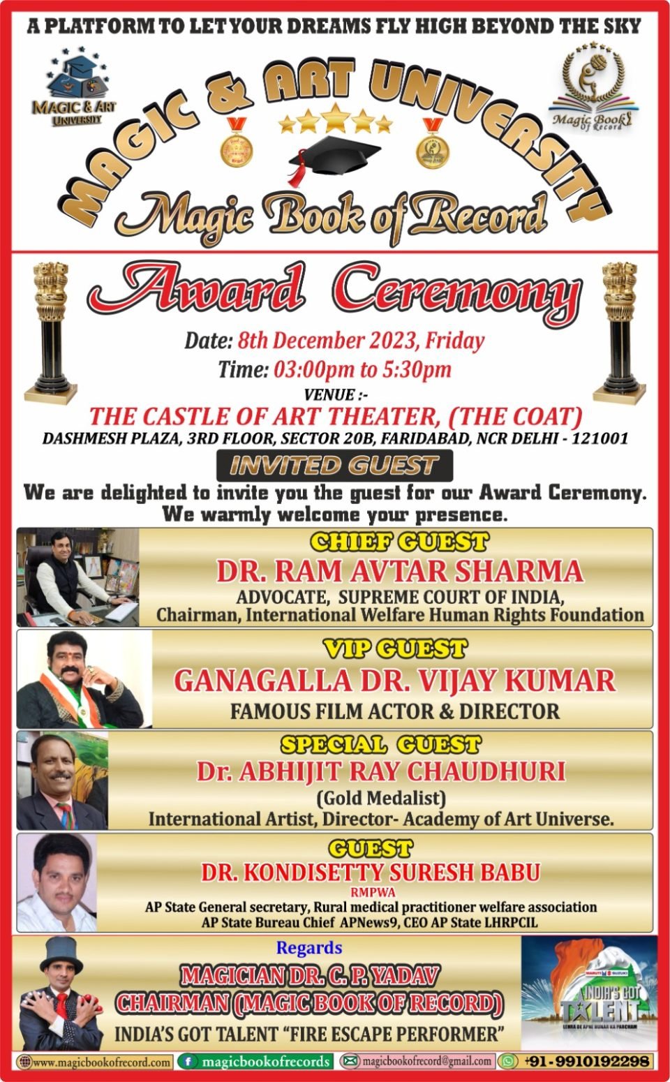 Magic Book of Record Award Ceremony will be held in The castle of art theater